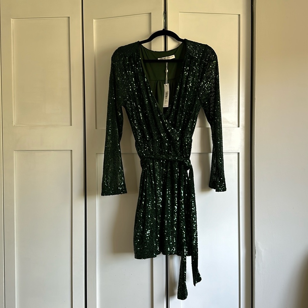 Trina Turk “Brighten” belted sequin dress